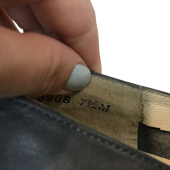 Ros Hommerson Gray Leather Womens Square Toe Pumps Size 7.5 With 2.5" Block Heel - Picture 9 of 9